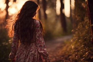 Girl Walking In Woods 4k (3840x2400) Resolution Wallpaper