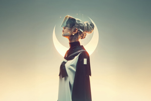 Girl Wearing Vr (2932x2932) Resolution Wallpaper
