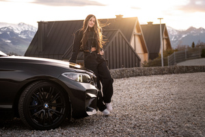 Girl With Bmw Alpine Beast (2048x2048) Resolution Wallpaper