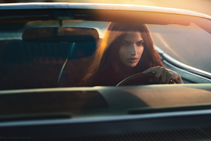 Girl With Cars 4k (1336x768) Resolution Wallpaper