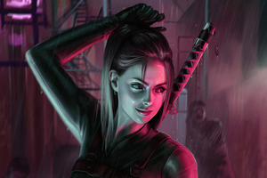 Girl With Swords In Back Fantasy 4k Wallpaper