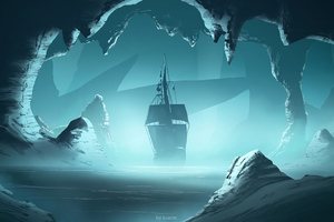 Glacier Ship Art 4k (2560x1440) Resolution Wallpaper