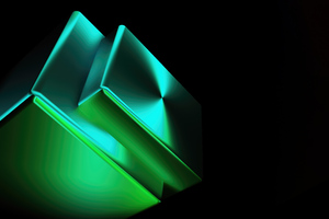 Glowing Green Abstract Shapes 5k (2560x1440) Resolution Wallpaper