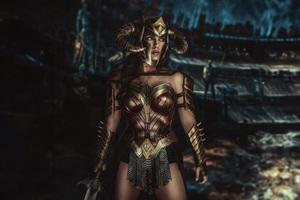 Goddess Of War Wonder Woman Cosplay (1360x768) Resolution Wallpaper