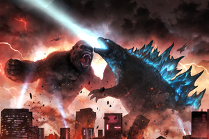 Godzilla Vs Kong Fight Scene 5k (1024x768) Resolution Wallpaper