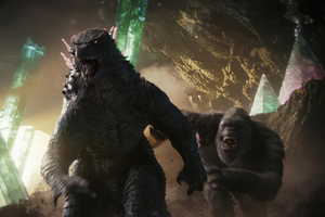 Godzilla X Kong Running (2560x1440) Resolution Wallpaper