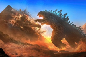 Godzilla X Kong The New Empire Movie Fight (1336x768) Resolution Wallpaper