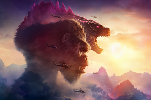 Godzilla X Kong The New Empire Screen X Poster (1336x768) Resolution Wallpaper