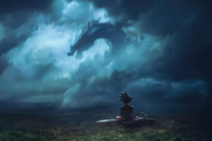 Goku And Shenron 5k (2560x1024) Resolution Wallpaper