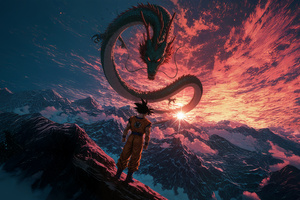 Goku Faces Shenron (1280x1024) Resolution Wallpaper