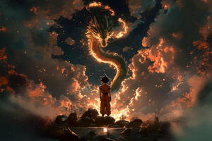 Goku Meets Shenron (1280x800) Resolution Wallpaper