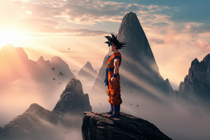 Goku Unleashed In The Highlands (2048x2048) Resolution Wallpaper