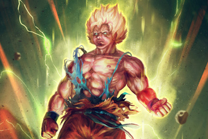 Goku With Unrelenting Strength And Power Wallpaper