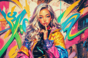 Graffiti Girl Of The City (2560x1440) Resolution Wallpaper