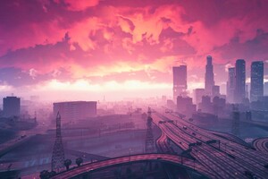 Grand Theft Auto V Sunset Artwork (1280x800) Resolution Wallpaper