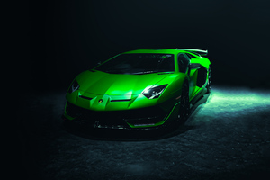 Green Lamborghini Aventardor SVJ 4k (2932x2932) Resolution Wallpaper