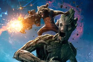 Groot And Rocket Raccoon Guardians Of The Galaxy (1024x768) Resolution Wallpaper