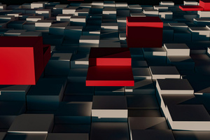 Group Of Red Black Cubes (1366x768) Resolution Wallpaper