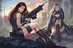 Guns Girls (1336x768) Resolution Wallpaper