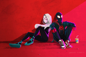 Gwen And Miles Chillin (1600x900) Resolution Wallpaper