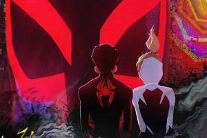 Gwen And Miles In Spider Man Across The Spider Verse Wallpaper