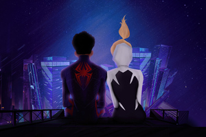 Gwen And Miles Morales Love Wallpaper
