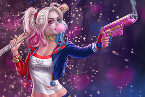 Harley Quinn Gun And Baseball Wallpaper