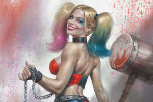 Harley Quinn Smiling Artwork Wallpaper