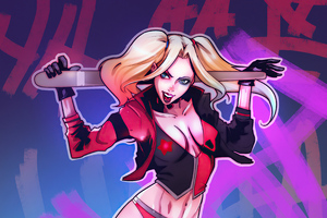 Harley Quinn With Base Bat Fan Art 4k