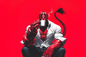 Hellboy Even Heroes Need A Tea Break (3840x2160) Resolution Wallpaper