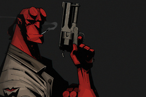Hellboy Gun Art 4k
