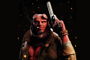 Hellboy Smoking Cigarette With Gun Wallpaper