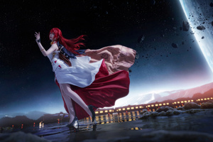 Himeko Honkai Star Rail Cosplay Wallpaper