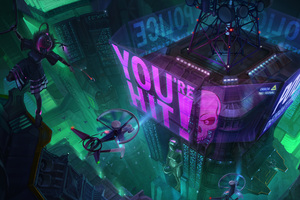 Hologram City Cyberpunk 8k