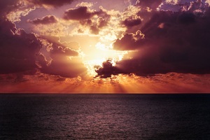 Horizon Ocean Sunset 4k