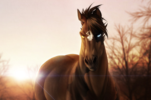 Horse Glowing Eyes (2048x2048) Resolution Wallpaper