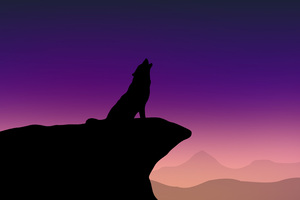 Howling Wolf Minimalism 4k