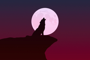 Howling Wolf Minimalist 4k