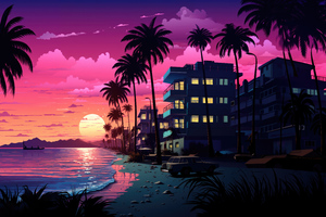 Hues Of Miami Sunset Glow Wallpaper