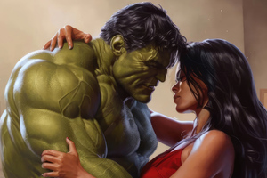 Hulk And Red She Hulk In Love Wallpaper