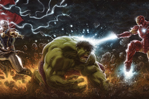 Hulk Thor Iron Man Artwork 4k