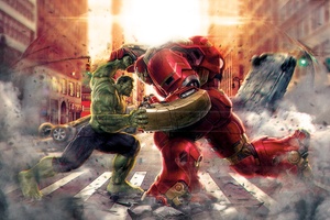 Hulk Vs Iron Hulkbuster Artwork