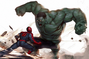 Hulk Vs Spiderman 4k Art
