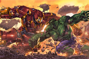 Hulkbuster Vs Hulk Art 5k Wallpaper