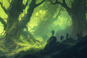 Hunters In Green Forest 4k (1336x768) Resolution Wallpaper
