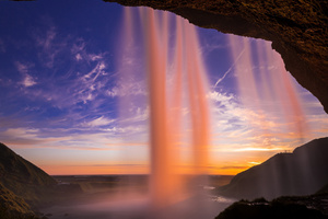 Iceland Waterfall Cave (2560x1600) Resolution Wallpaper