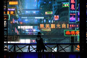 In Scifi City Hong Kong 5k (2048x2048) Resolution Wallpaper