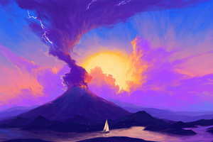 Inferno Horizon Mesmerizing Volcanic (3840x2160) Resolution Wallpaper