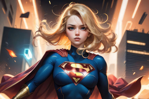 Inferno Supergirl (2560x1024) Resolution Wallpaper