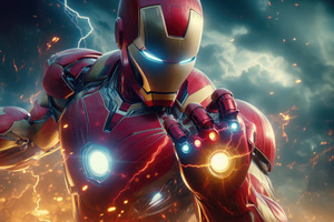 Iron Man And The Gauntlet (1336x768) Resolution Wallpaper